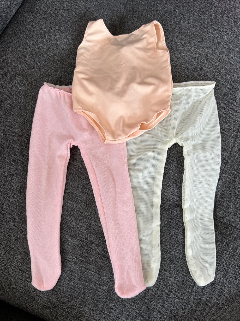 Children's Peach Leotard with Pink and Cream Footed Tights